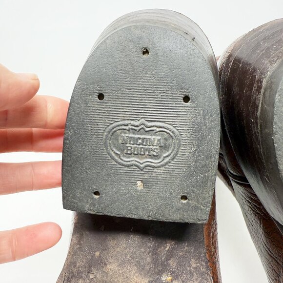 Nocona Brown Leather Western Boots Men's US Size 8 Pull On Made in USA - Picture 7 of 10